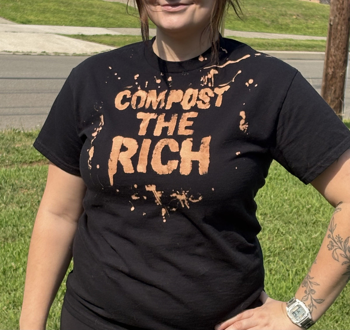 "Compost" Bleach-Dyed Tee